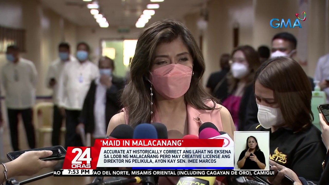 Ayon kay Sen. Imee Marcos, accurate at historically correct umano ang lahat ng eksena sa loob ng Malacañang pero may creative license ang direktor ng pelikula