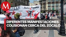 Manifestantes exigen apoyos sociales y vivienda, buscan ingresar al Zócalo