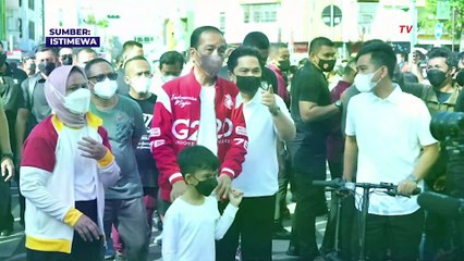 Momen Kompak Ganjar dan Erick Thohir Temani Jokowi di CFD Solo