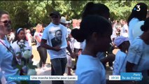 Essonne: Près de 200 personnes ont marché à Fleury-Mérogis en hommage à Lucas, 17 ans, roué de coups à mort par plusieurs jeunes fin juillet, en pleine rue - VIDEO