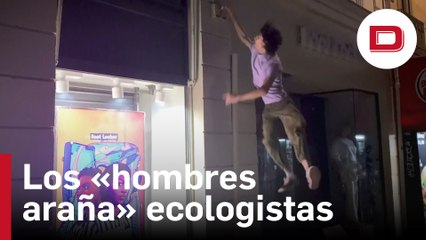 Los «hombres araña» ecologistas que apagan los escaparates de París