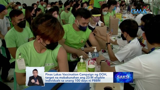 Pinas Lakas Vaccination Campaign ng DOH target na mabakunahan ang 23-M eligible individuals sa unang 100 days ni PBBM | Saksi