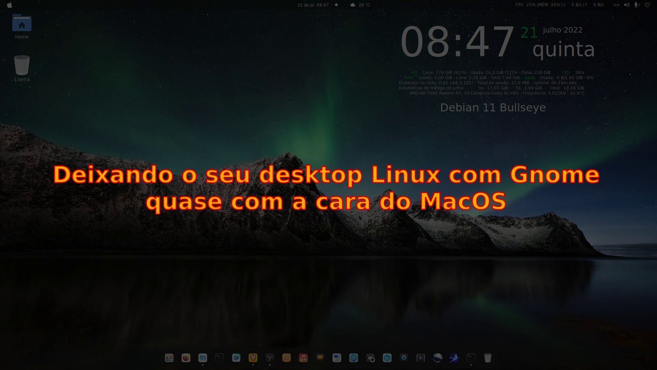 Como deixar o seu Debian ou outra distribuição com Gnome-Shell parecido com o MacOs