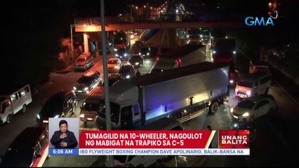 Tumagilid na 19-wheeler, nagdulot ng mabigat na trapiko sa C-5 | UB