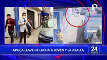El Agustino: Delincuente aplica llave de lucha libre a mujer para asaltarla