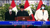 César Acuña pide la renuncia de Pedro Castillo tras salida de Aníbal Torres a la PCM