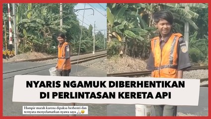 Viral Pemobil Nyaris Ngamuk Gegara Diberhentikan Pria di Perlintasan Kereta Api