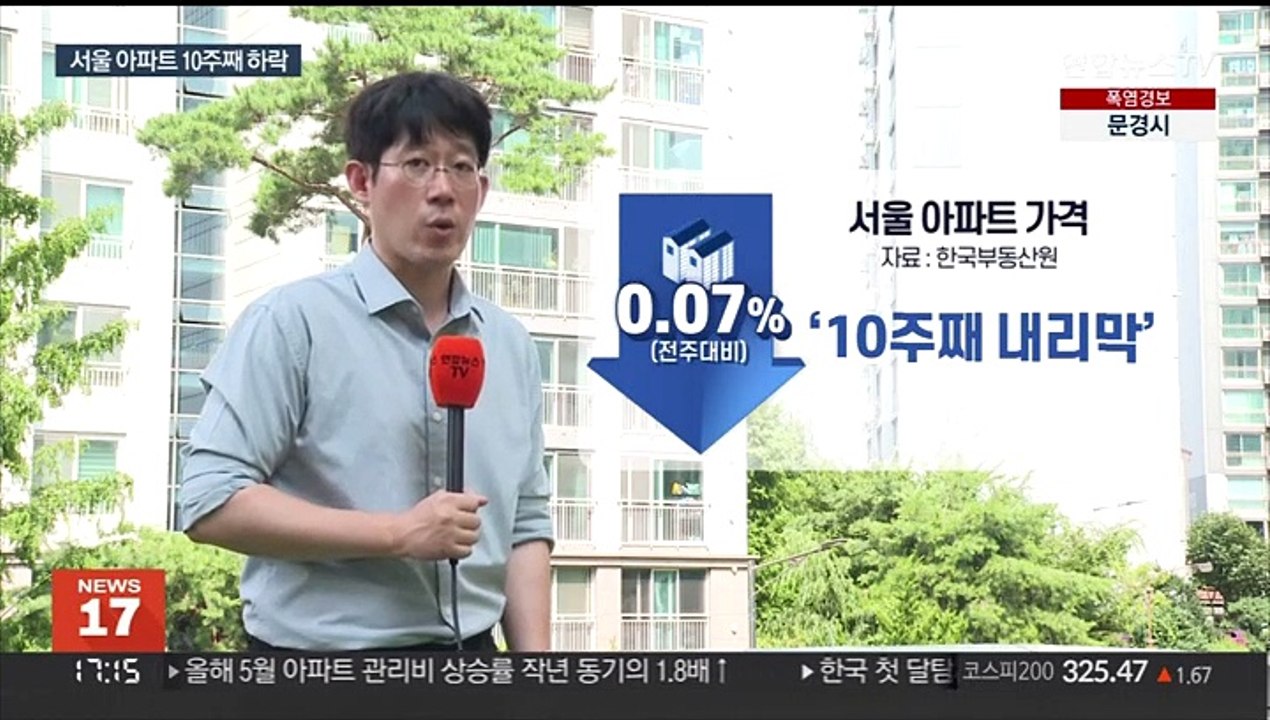 서울 아파트값 10주째 하락…"2년 전 값 거래도"