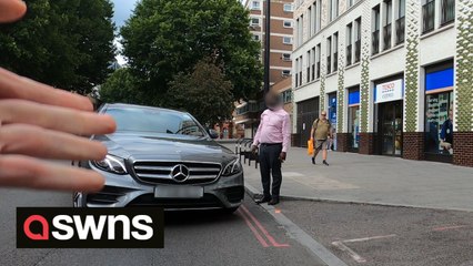 Foul-mouthed cyclist rages at driver after colliding in central London when vehicle suddenly pulled in