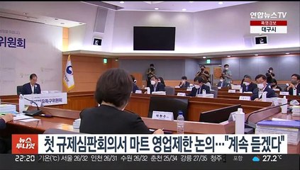 첫 규제심판회의서 대형마트 영업제한 논의…한총리 "계속 듣겠다"