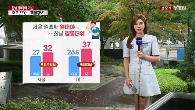 [날씨] 서울 열흘째 열대야...전국 '폭염특보' 속 소나기 / YTN