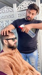 Man angry with Barber man her workes