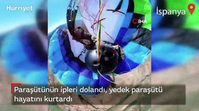 Paraşütünün ipleri dolandı, yedek paraşütü hayatını kurtardı