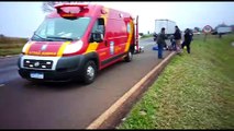 Colisão entre moto e ônibus deixa duas pessoas gravemente feridas na rodovia BR-369