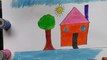 How To Draw A House For Kids l Draw And Color In House l Learn Step By Step l Drawing Coloring Art