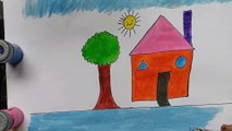 How To Draw A House For Kids l Draw And Color In House l Learn Step By Step l Drawing Coloring Art