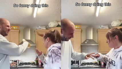 Couple plays classic game of Rock, Paper, Scissors with a twist