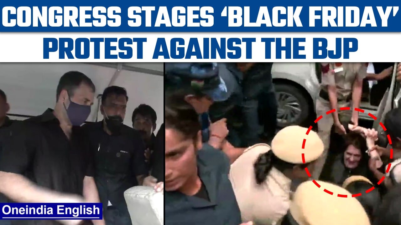 Congress stages ‘Black Friday’ protest against the BJP government over inflation |Oneindia News*News