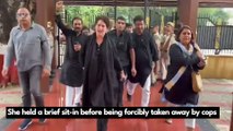 Police Detain Congre Leader, Priyanka Gandhi Vadra From Outside AICC HQ In Delhi