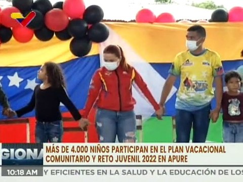 Más de 4 mil niños de 7 municipios del estado Apure disfrutan del Plan Vacacional Comunitario 2022