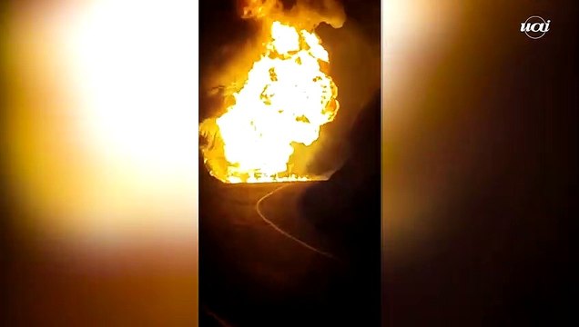 Incêndio destrói carreta de combustível em Minas