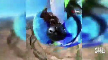 Paraşütçünün mucize kurtuluşu kamerada