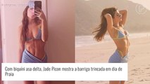 De biquíni, Jade Picon exibe barriga trincada em praia do Rio. Veja as fotos!