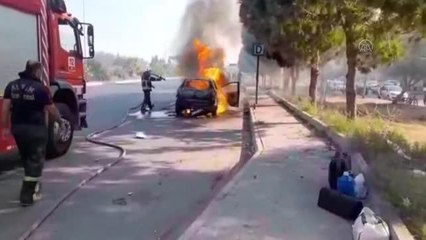 Aydın haber! Söke'de seyir halindeki otomobil yandı