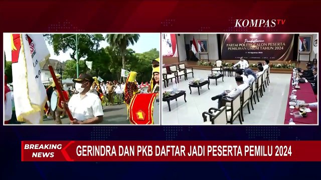 Rombongan Partai Gerindra dan PKB Arak-arakan Daftar Jadi Peserta Pemilu 2024 di KPU