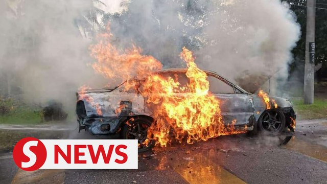 Woman escapes unhurt after car bursts in flames in Kuala Perlis