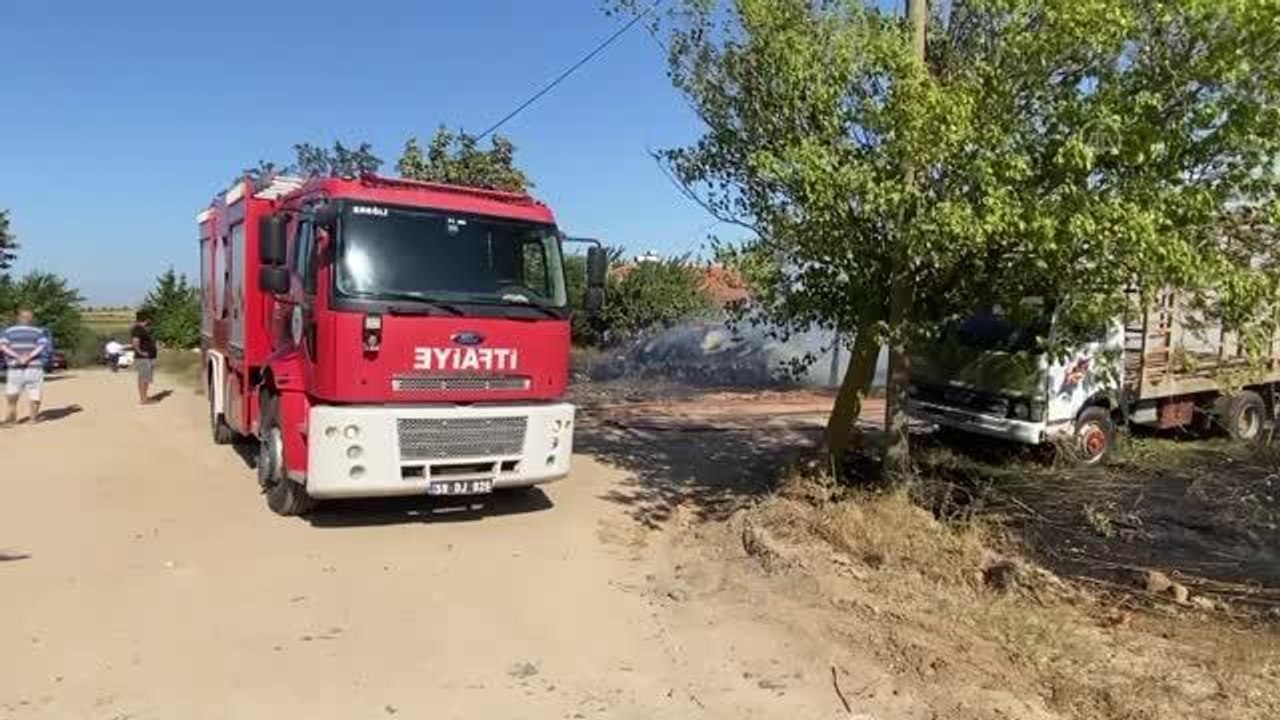 Evlere yakın bölgedeki samanlık yangınında 20'ye yakın koyun telef oldu