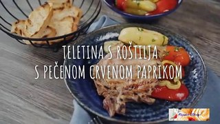 Teletina s roštilja s pečenom crvenom paprikom