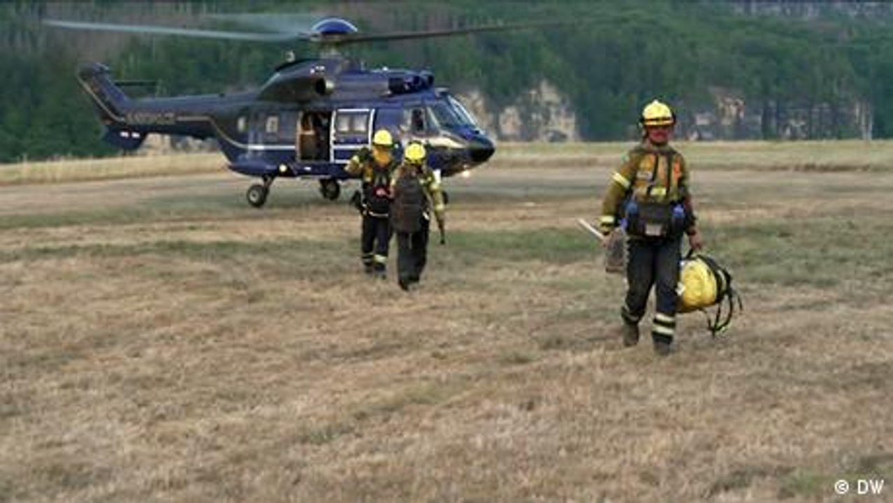 Kampf gegen Feuer in der Sächsischen Schweiz