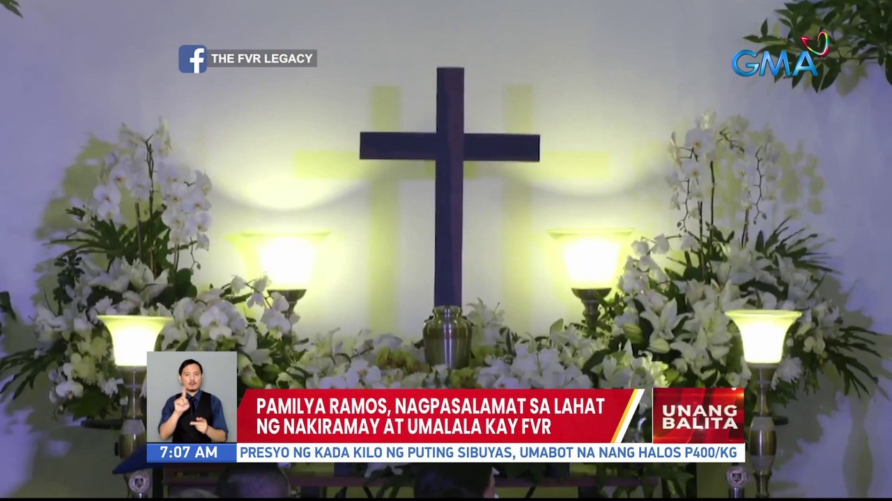 Pamilya Ramos, nagpasalamat sa lahat ng nakiramay at umalala kay FVR | UB