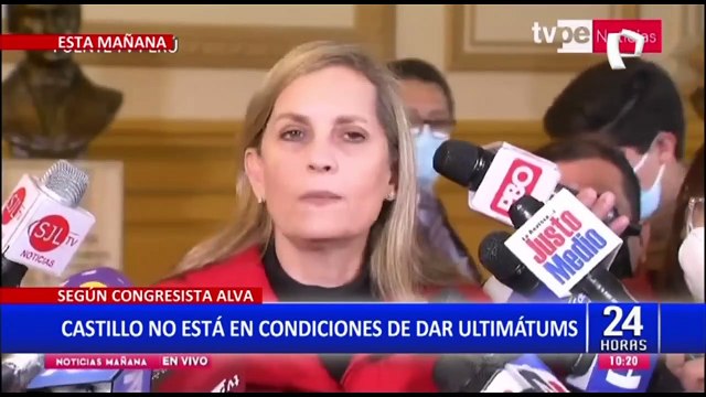 Alva sobre ultimátum de Castillo: “Los golpes siempre vienen del Ejecutivo y no del Congreso”