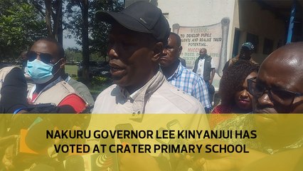 Nakuru Governor Lee  Kinyanjui has voted at Crater Primary school, Nakuru East.