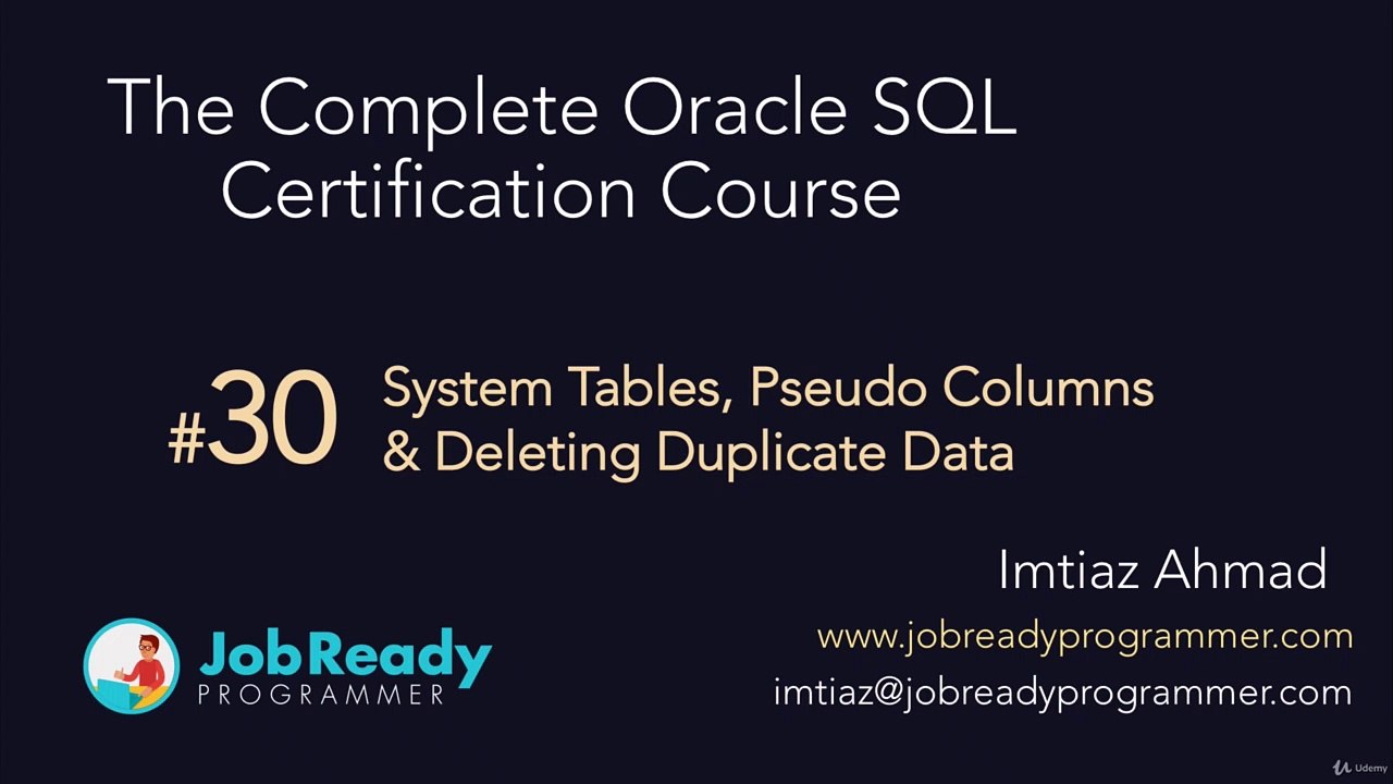 12 system tables pseudo columns deleting duplicates newly added