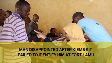 Man disappointed after KIEMS kit fails to identify him at the Lamu Fort polling station in Lamu Island