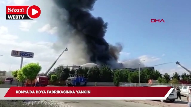 Konya'da, boya fabrikasında yangın