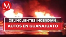 Presuntos delincuentes incendian autos y comercios en Guanajuato