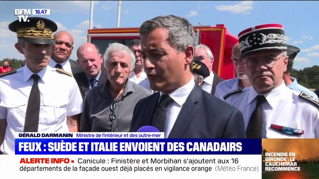 Gérald Darmanin en Aveyron: Un quart des sapeurs-pompiers sont mobilisés sur les feux de forêt, ce qui n'est jamais arrivé