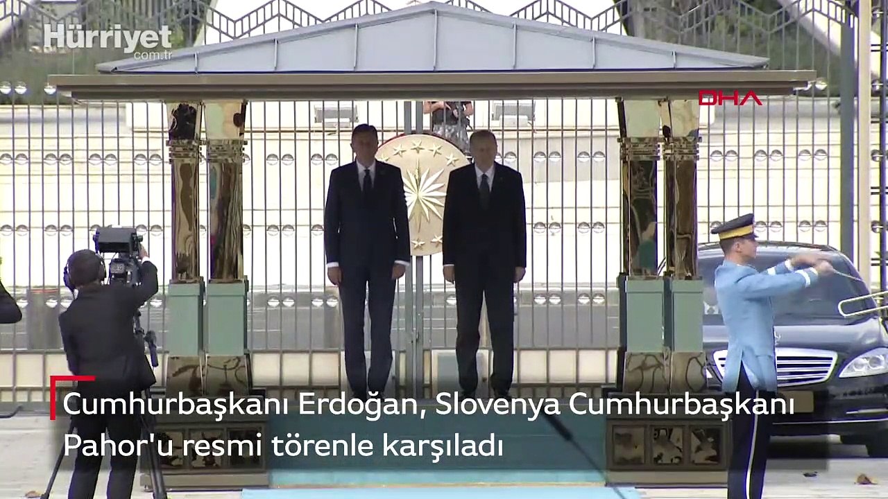 Cumhurbaşkanı Erdoğan, Slovenya Cumhurbaşkanı Pahor'u resmi törenle karşıladı