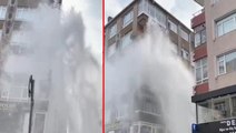 İstanbul'da korku dolu anlar! Ana İsale Hattı patladı, sular apartman boyuna çıktı