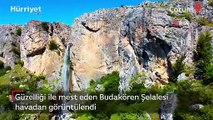 Güzelliği ile mest eden Budakören Şelalesi havadan görüntülendi