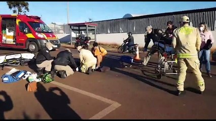 Motociclista e pedestre ficam feridas em atropelamento no Brasmadeira