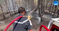 Sur le front de l'incendie entre Gironde et Landes