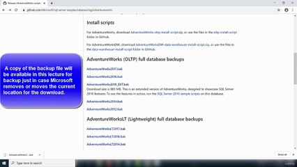 Install Sample Adventureworks Database