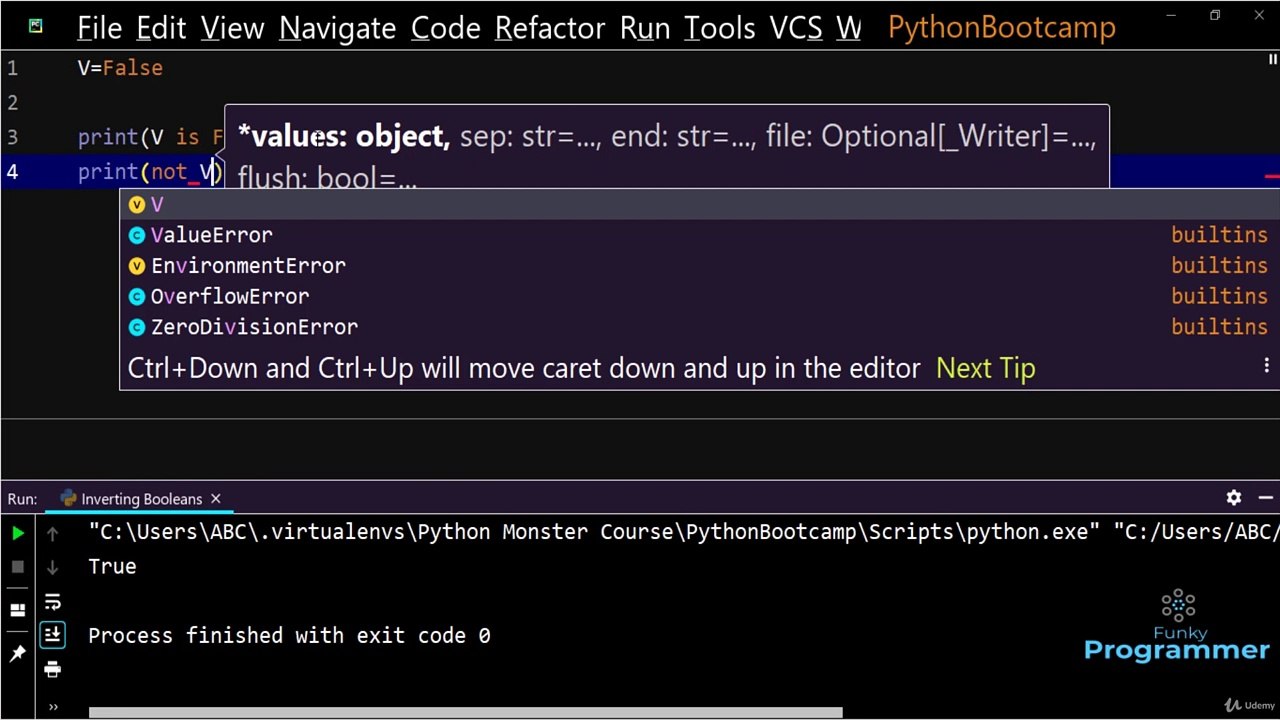 Inverting boolean in python