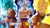 Fortnite x Dragon Ball met en scène Son Goku, Vegeta, Bulma et Beerus !