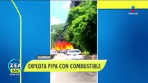 Explosión de pipa con combustible en Acapulco deja cuatro heridos